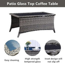 Wicker Patio Furniture Sets - 8 Piece Rattan Outdoor Furniture Conversation Sets with 4 Swivel Rocker Chairs, Rattan Sofa, Wicker Ottomans and Coffee Table, Mixed Grey/Blue by GreenHaven Gardens