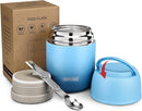 17 oz Insulated Lunch Containers, Hot Food Jar, Wide Mouth, Vacuum Stainless Steel Thermo Lunch Box with Handle and Folding Spoon, Blue by TinyTreasures Baby Boutique