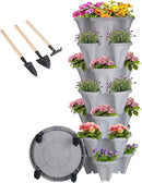Vertical Planter 7 Tier Stackable Planters Garden Planters Strawberry Herb Flower and Vegetable Planter Indoor Outdoor Gardening Pots with Removable Wheels and Tools by CozyNest Decor