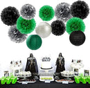 Green-Black Silver Party-Decorations Paper Flowers Lanterns - 15PCS Football Game Day Birthday Tissue Pom Poms Streamers, Bachelorette New Years Hanging Supplies Decor Hugfond by CozyNest Decor