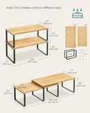 SONGMICS Cabinet Organizer Shelf, Set of 2 Kitchen Counter Shelves, Kitchen Storage, Spice Rack, Stackable, Expandable, Metal and Engineered Wood, Ink Black and Natural Beige UKCS200B01 by CozyNest Decor