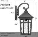 Outdoor Wall Lights 14 Inch Exterior Waterproof Lighting Fixtures Aluminum Material and Water Ripple Glass E26 Socket Black Outdoor Lights for House Garages by GreenHaven Gardens