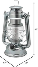 YAKii LED Vintage Lantern Metal Hanging Hurricane 12 LED Dimmer Switch Cold White Battery Operated Power Outage Indoor Camping Lighting Outdoor Brooklyn (Silver 2 Pack) by CozyNest Decor