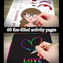 Activity Book for Girls and Boys - Premium Case Includes Large 60-page - 420 Stickers, Rainbow Scratch Papers, Reusable Stickers, Coloring Pencils, Numbers and Letters Stencil - Educational Toys Gift by TinyTreasures Baby Boutique