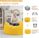 3FT Bean Bag Chair, Comfy Bean Bag Chairs with Memory Foam Filled, Fluffy Beanbag Sofa with Dutch Velvet Cover, Round BeanBag Chairs for Living Room, Playroom - Lemon by TinyTreasures Baby Boutique