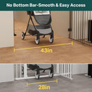 Cumbor 29.2-43" No Bottom Bar Baby Gate for Stairs, 2-in-1 Hardware Mounted Dog Gate Indoor, Pet Gate for Doorways with Large Walk Thru Door, Child-Proof Safety Gate for Top & Bottom of Stairs (Brown) by TinyTreasures Baby Boutique