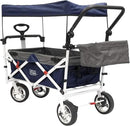 Creative Outdoor Collapsible Stroller Wagon with Seat Belts & Adjustable Handle – Foldable Utility Cart with Removable Canopy for Kids, Gear & Travel – Ideal for Beach, Park & Outdoor Fun - Navy Blue by GreenHaven Gardens