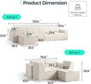 LINSY HOME Modular Sectional Sofa, 134" Boneless Couch L Shaped 4-Seat Sofa with Movable Ottoman, Corduroy Sectional Cloud Couches for Living Room, No Assembly Required, Beige by CozyNest Decor