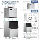 Commercial Ice Maker 600 Lbs/24H Ice Machine Large Capacity Stainless Steel, 182 Ice Trays Industrial Ice Machine, 350 Lbs Storage Commercial Ice Maker Machine Freestanding, Cube Ice Maker Commercial by CozyNest Decor