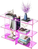 Acrylic Bookshelf, Small 3 Tier Open Bookcase for Small Spaces,Sofa Table, Hallway Entry Table for Home Living Room (Pink, 39.4'' x 11.8'' x 31.5'') by CozyNest Decor