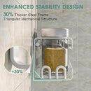LUCYCAZ 4 Pack Wall Mounted Spice Rack with 16 Hooks, Spice Organizer Shelf for Stove Cabinet Pantry Door,Screw or Adhesive Spice Shelf Hanging Wall Spice Rack in Kitchen and RV (White, 4 PACK) by CozyNest Decor