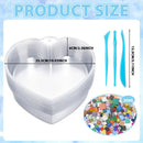 24 Pcs Stepping Stone Kit Includes Concrete Mold, Mosaic Tiles and Carving Tools, DIY Craft Handmade Stepping Stone Kit for Kids, Family, Garden Outdoor Decor, No Concrete Mix(Heart,10 Inch) by GreenHaven Gardens