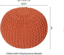 REDEARTH Round Pouf Ottoman - Hand Knitted Cable Boho Poof - Pouffe Circular Footrest for Living Room - Bedroom - Patio - 100% Cotton (19.5"x19.5"x14") - Burnt Orange by CozyNest Decor