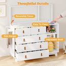 Baby Dresser with Changing Table Top, Baby Changing Table Dresser with 5 Drawers and Adjustable Shelves, Multi-Functional Diaper Changing Station, Nursery Organizer for Kids Bedroom, White by TinyTreasures Baby Boutique