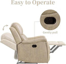 EBELLO Recliner Chair, Single Overstuffed Sofa Recliner, Breathable Faux Leather Manual Reclining Chairs with Hidden Cup Holder, Arm and Back for Adults, Living Room, Bedroom, Beige by CozyNest Decor