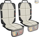 Car Seat Protector,2 Pack Car Seat Protectors Baby Carseat Waterproof Durable 600D Fabric for Child Baby Car Seat Mat Vehicle Pet Cover 2 Storage Pockets (2 Pack Beige) by TinyTreasures Baby Boutique