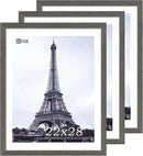 VCK 22x28 Frame Set of 3, Gray Solid Wood Poster Picture Frame, Exclusive Wood Grain, Wall Gallery Frame by CozyNest Decor