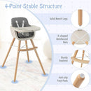 BABY JOY Baby High Chair, 3-in-1 Convertible Wooden Highchair for Babies & Toddlers, Infant Feeding Chair w/ 5-Point Safety Harness, Footrest, Adjustable Legs, Removable Tray & PU Cushion (Dark Gray) by TinyTreasures Baby Boutique