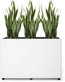 Planter Box Rectangular Block - 24×16×12IN Galvanized Steel Metal Long Box Planter Easy Installation Modern Outdoor Tall Planters All-Weather Use with Drainage Holes for Patio/Porch(White) by GreenHaven Gardens