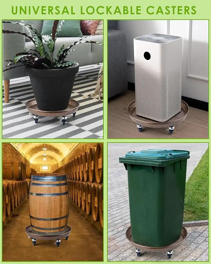 PACETAP 2Pack 15.7'' Large Plant Stand with Lockable Wheels, Heavy-Duty Plant Caddy with Casters for Indoor and Outdoor, Round Rolling Plant Stands Garden Pot Mover to Carry Potted Flower Pot, photo 6 of 6