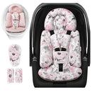 [Upgraded] Infant Car Seat Insert & Newborn Head Support, 3 Strap Covers + Reversible 2-in-1 Design – All Seasons Baby Car Seat Cushion for Stroller, Swing, Rocker, Bassinets by TinyTreasures Baby Boutique
