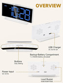Cadmos Loud Alarm Clocks for Heavy Sleepers,Adults,Kids,Teens,Large Digital Display,7 Color Night Light,Adjustable Volume,Battery Backup,Small Bedside Clocks for Bedrooms (White+Dynamic) by TinyTreasures Baby Boutique