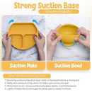 O'doe 17-Piece BPA-Free Silicone Baby Feeding Set | Thick & Soft Suction Plates, Baby Bowls, Wooden Fork & Spoon, and More | Make Mealtime Fun and Easy for Your Little One (Yellow, V2) by TinyTreasures Baby Boutique