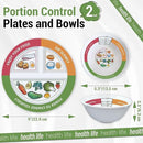 4 Pcs Portion Control Plates & Bowls Set (9 Inch), Self-Measuring for Weight Loss, Gastric Bypass, LapBand, Diabetes, & Healthy Diets, Divided Nutrition Plates for Adults & Children by CozyNest Decor