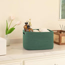 OIAHOMY 4 Pack Storage Baskets for Organizing, Cube Storage Bins for Shelves, Rectangle Storage Baskets With Handles, Woven Baskets for Storage, 12.7''Lx9''Wx7.8''H, Green by TinyTreasures Baby Boutique