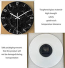 Black Minimalist Wall Clocks for Living Room Glass Marble Pattern Wall Clocks Battery Operated 12 Inch Abstract Wall Clock Non Ticking by CozyNest Decor