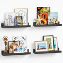 Forbena Black Floating Shelves for Wall with Lip Set of 4, Small Picture Ledge Shelf for Living Room Bedroom Books, Wood Wall Mounted Shelves for Bathroom Decor Entryway Kitchen Storage (Black) by TinyTreasures Baby Boutique