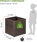 LEWIS&WAYNE Large Square Planter Box Handmade Wicker Tall Planters for Outdoor Plants with Removable Liners Modern Planter for Indoor Outdoor Garden Patio Front Porch - Brown, 17''x17''x18'' by CozyNest Decor