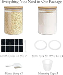 Glass Storage Jars Set Elegant Containers with Airtight Bamboo Lids, Perfect for Kitchen Organization - Flour, Rice, Pasta, Sugar, Coffee Beans, Accessories Included (2 packs(111oz)) by CozyNest Decor
