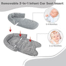 Infant Car Seat Insert, Baby Car Seat Head & Body Support with 2 Strap Pads, Ultra Soft Newborn Preemie Carseat Insert Cushion for Girls Boys, Fits Car Seat, Stroller, Swing, Bouncer, Grey by TinyTreasures Baby Boutique