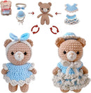 LoopMap Crochet Kit for Beginners, DIY Amigurumi Bear with Removable Dress & Accessories, Step-by-Step Video Tutorials Extra Yarn Crochet Tools, Handmade Gift for Kids & Adults (Bear-Blue) by TinyTreasures Baby Boutique