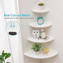 Corner Shelves, White Floating Corner Shelf, Set of 2 12inch Solid Oak Wood Wall Shelves, Round End Wall Mount with Wire Hole for Small Plant for Bedroom Kitchen, Living Room by CozyNest Decor