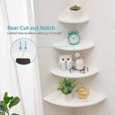 Corner Wall Shelves, White Floating Corner Shelf, Set of 2 16inch Solid Oak Wood Shelves, Round End Wall Mount Display Shelf with Wire Hole for Small Plant for Bedroom Kitchen, Living Room by CozyNest Decor