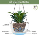 12 Inch Hanging Baskets 2 PC with Chains, Self-Watering Hanging Planters for Indoor Outdoor Plants, Plastic Hanging Flower Pots,White by CozyNest Decor
