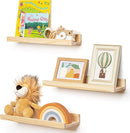 Picture Ledge Shelf for Wall, 16 inches Solid Pine Wood Nursery Book Shelves 3 Packs, Floating Ledge Shelves for Kids' Room Bedroom Bathroom Living Room Photo Frames Office Nursey Wall Decor, Natural by TinyTreasures Baby Boutique