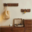 Wall Mounted Piano Key Hanger | Flip Style Hook | Entrance Wall Art Hook, Made of Oak Wood (3 Times Painted, 4 Times Polished) (Walnut, 4Hooks) by CozyNest Decor