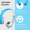 LilGadgets Connect+ Wired Kids Headphones for School with Mic, Volume Limited & Noise Reduction, On-Ear Headset with Cord, SharePort Technology for Multiple Kids & SoftTouch Padding, Blue by TinyTreasures Baby Boutique