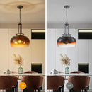 WUZUPS Chandelier Rustic Farmhouse Industrial Round Ceiling Pendant LED Light Fixture with Amber Gradient Black Glass Shade for Dining Room Kitchen Island Foyer Entryway, H 20.9" W 15.9", E26 Base by CozyNest Decor