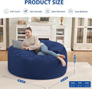 3FT Bean Bag Chair, Comfy Bean Bag Chairs with Memory Foam Filled, Fluffy Beanbag Sofa with Dutch Velvet Cover, Round BeanBag Chairs for Living Room, Playroom - Blue by TinyTreasures Baby Boutique