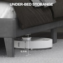 King Size Bed Frame with LED Lights, Upholstered Bed Frame with Wingback Diamond Tufted Headboard, Wood Slats Support, Noise-Free, Easy Assembly, No Box Spring Needed, Grey by CozyNest Decor