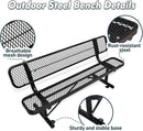 4/6/8 Feet Park Bench for Outside Heavy Duty Metal, Garden Benches Outdoor Bench with Backrest & Portable Frame, for Shopping Malls Stores Parks Patios Decks, Black by GreenHaven Gardens