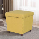 Adeco Square Storage Ottoman with Hinged Lid, Modern Accent Bench Footrest Stool, Coffee Table for Living Room Bedroom,Yellow Large by CozyNest Decor