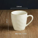 famiware Coffee Mugs Set of 4, Ocean Round 11.5oz Coffee Cup Set with Handle for Cocoa, Milk, Hot Chocolate, Tea or Water, Stoneware Cups for Kitchen, Microwave Dishwasher Safe, Vanilla White by CozyNest Decor