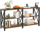 LVB Rustic Console Table, Industrial Wood Metal Sofa Table Behind Couch, Farmhouse Long Entryway Table with Storage Shelf, Large Wooden Foyer Hallway Table for Entry Living Room, Rustic Brown, 63 Inch by CozyNest Decor