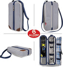 ALLCAMP Wine Tote Bag with Cooler Compartment，Picnic Set Carrying Two Sets of Tableware（Blue Stripe） by TinyTreasures Baby Boutique