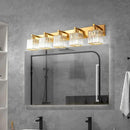 Modern 5-Light Gold Brushed Brass Finish Crystal Wall Light for Bathroom Vanity by CozyNest Decor